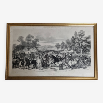 Original framed engraving of the nineteenth after Hippolyte Lalaisse, Cluny Stallion Fair