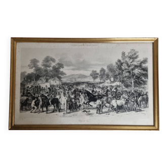 Original framed engraving of the nineteenth after Hippolyte Lalaisse, Cluny Stallion Fair
