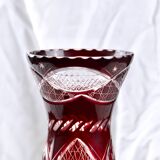 Large antique Bohemian vase, chiseled ruby color