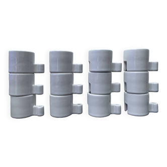 12 Ikea white ceramic candle holders, Scandinavian design Ehlen Johansson, 1990