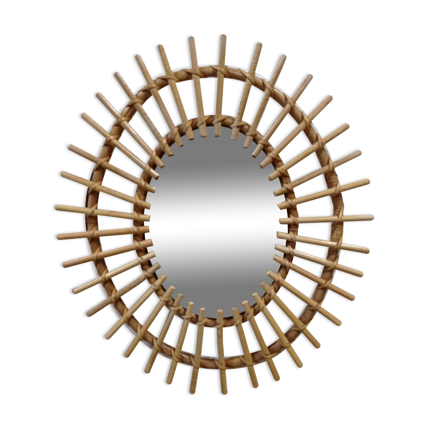 60s Wicker Mirror 31x36cm