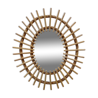 60s Wicker Mirror 31x36cm