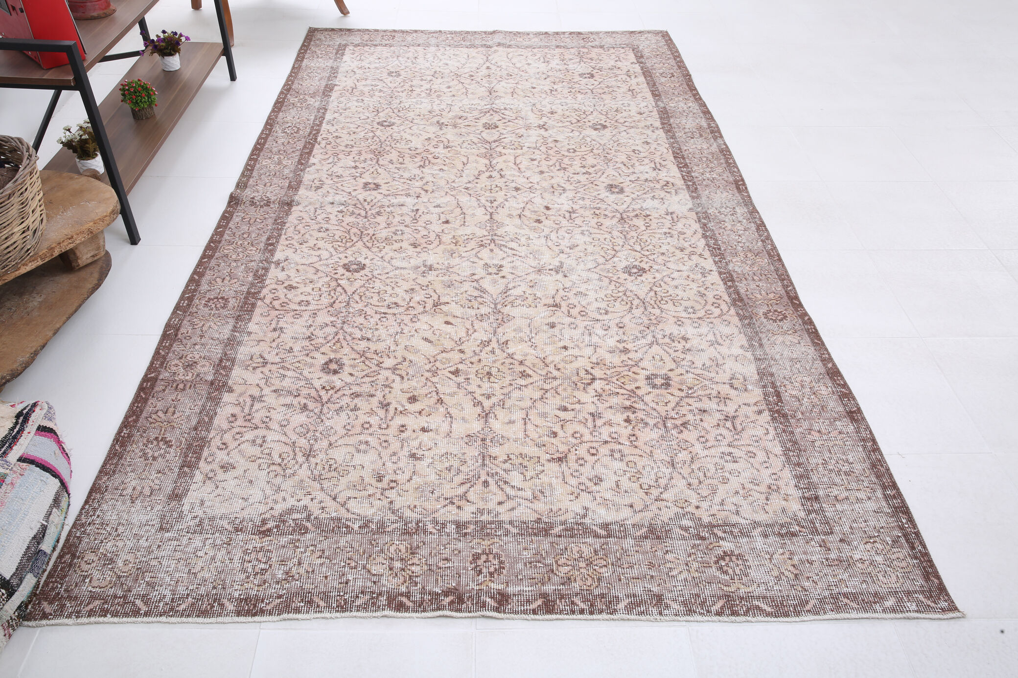 6x9 floral farmhouse vintage carpet 293x176cm