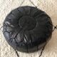 Contemporary leather full black pouf
