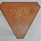 Musical coffee table of triangular shape, fruit wood, tray and feet with marquetry décor