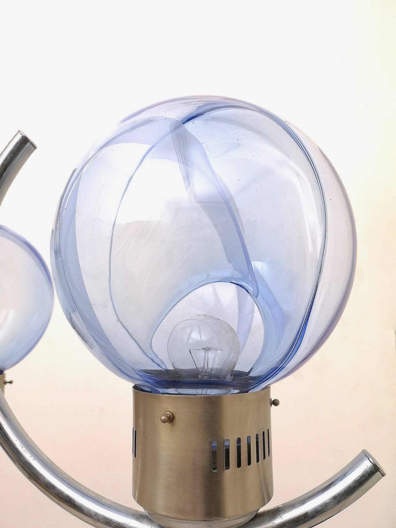 Light Blue Murano Glass Mod "Membrana" Chandelier by Toni Zuccheri