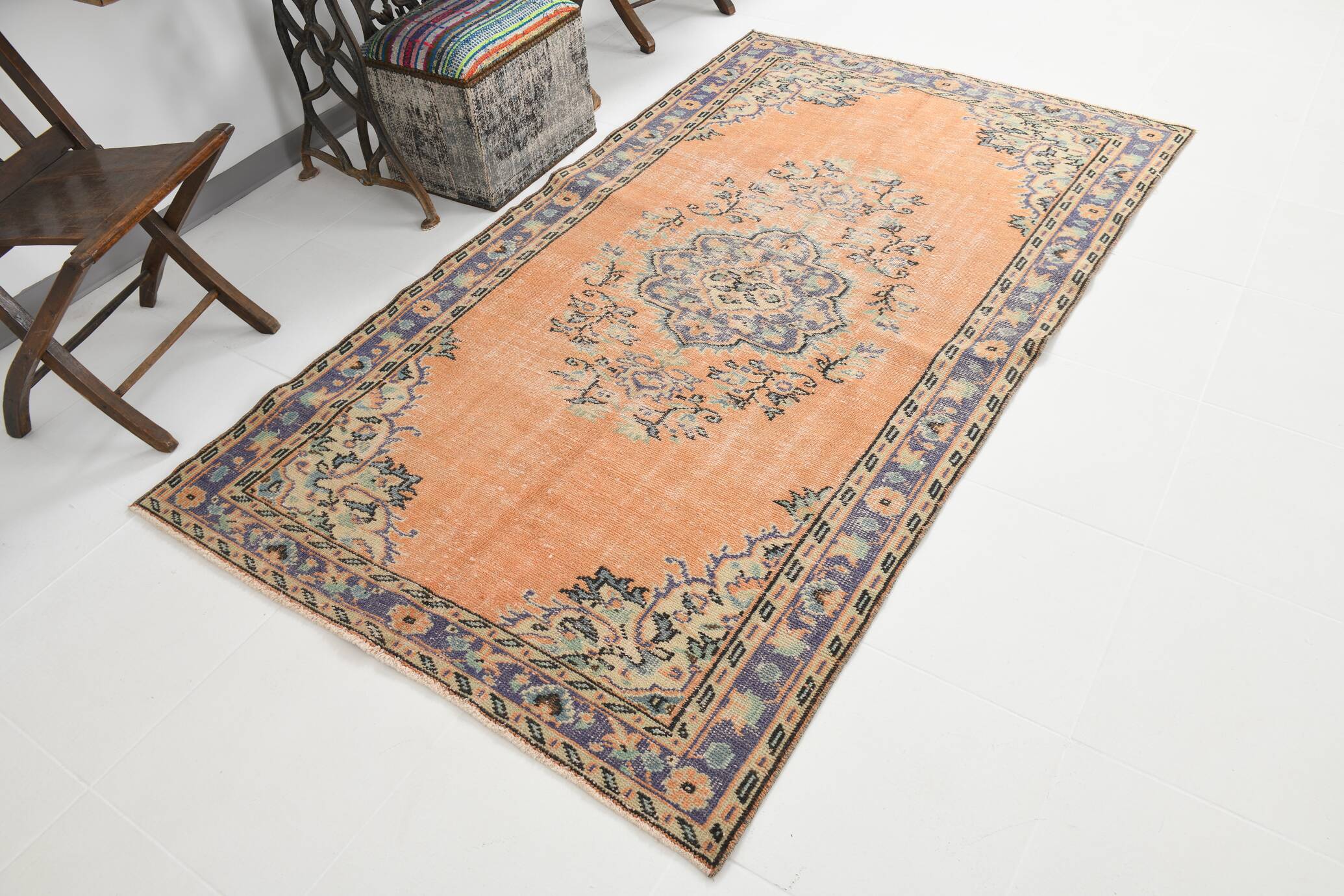 4x8 Pale Orange Classic Vintage Rug, 133x233Cm SK 2536