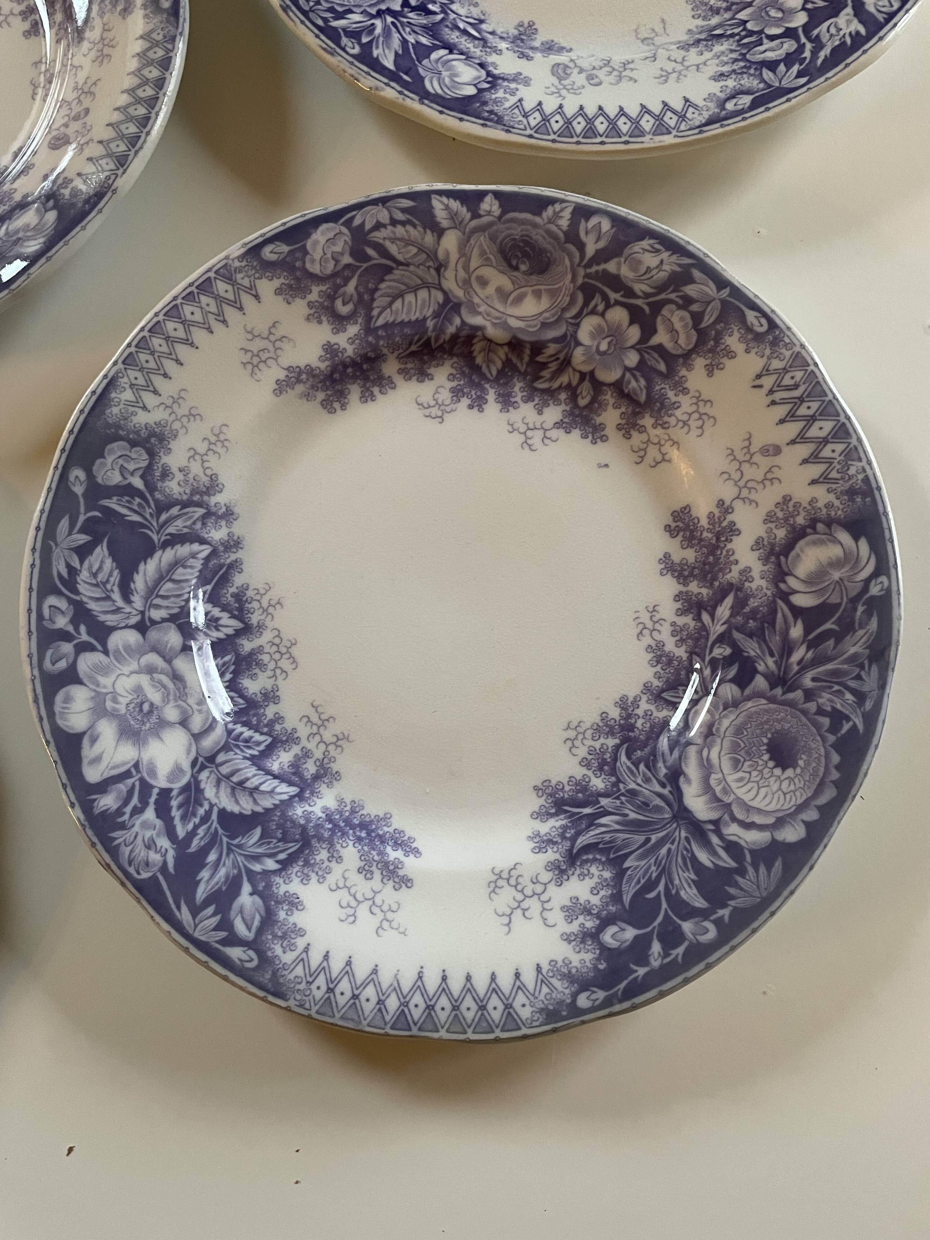 Assiettes dessert Sarreguemines modèle Jardinière XIXEME