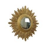 Miroir soleil Sunburst XL en résine dorée