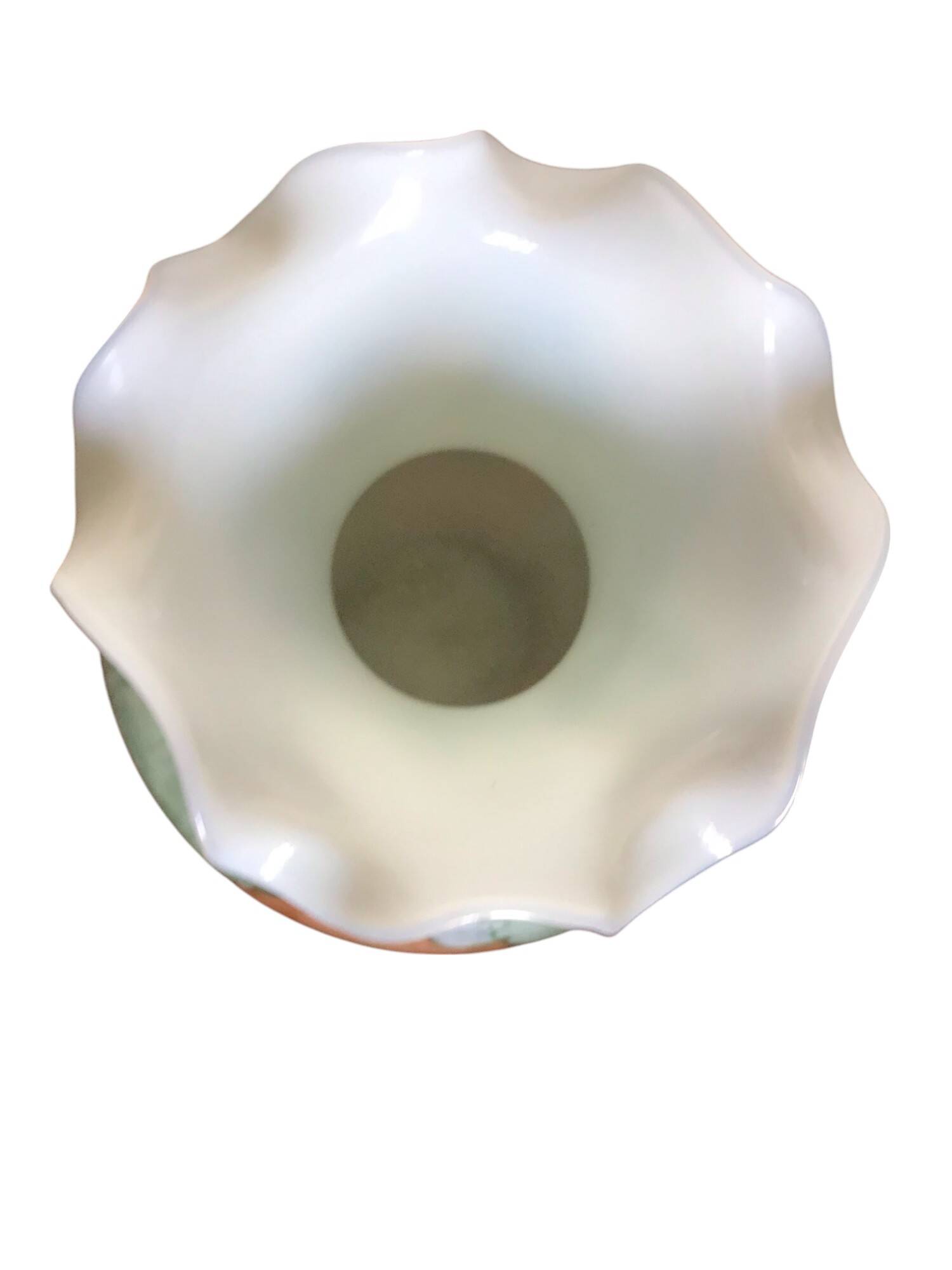 Vintage opaline vase with ruffled neck Stelvia Italy circa 1960