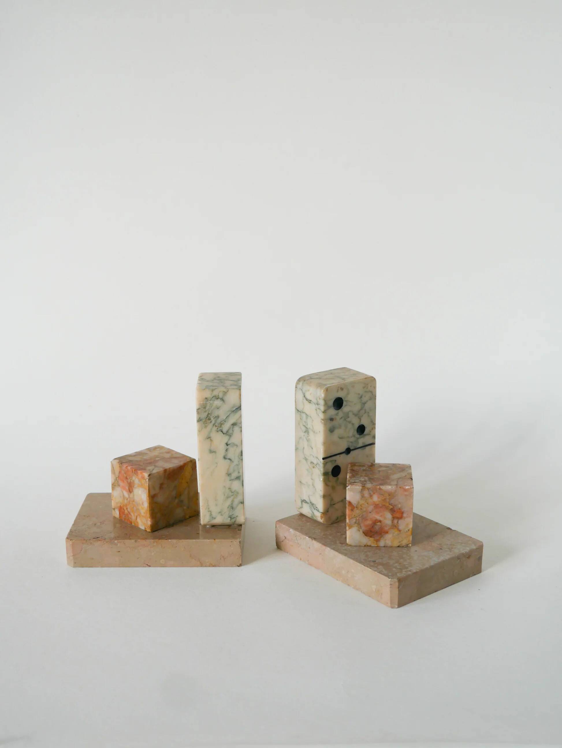Pair of marble bookends, Domino model, 1950
