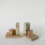 Paire de serre-livres en marbre, modèle Domino, 1950