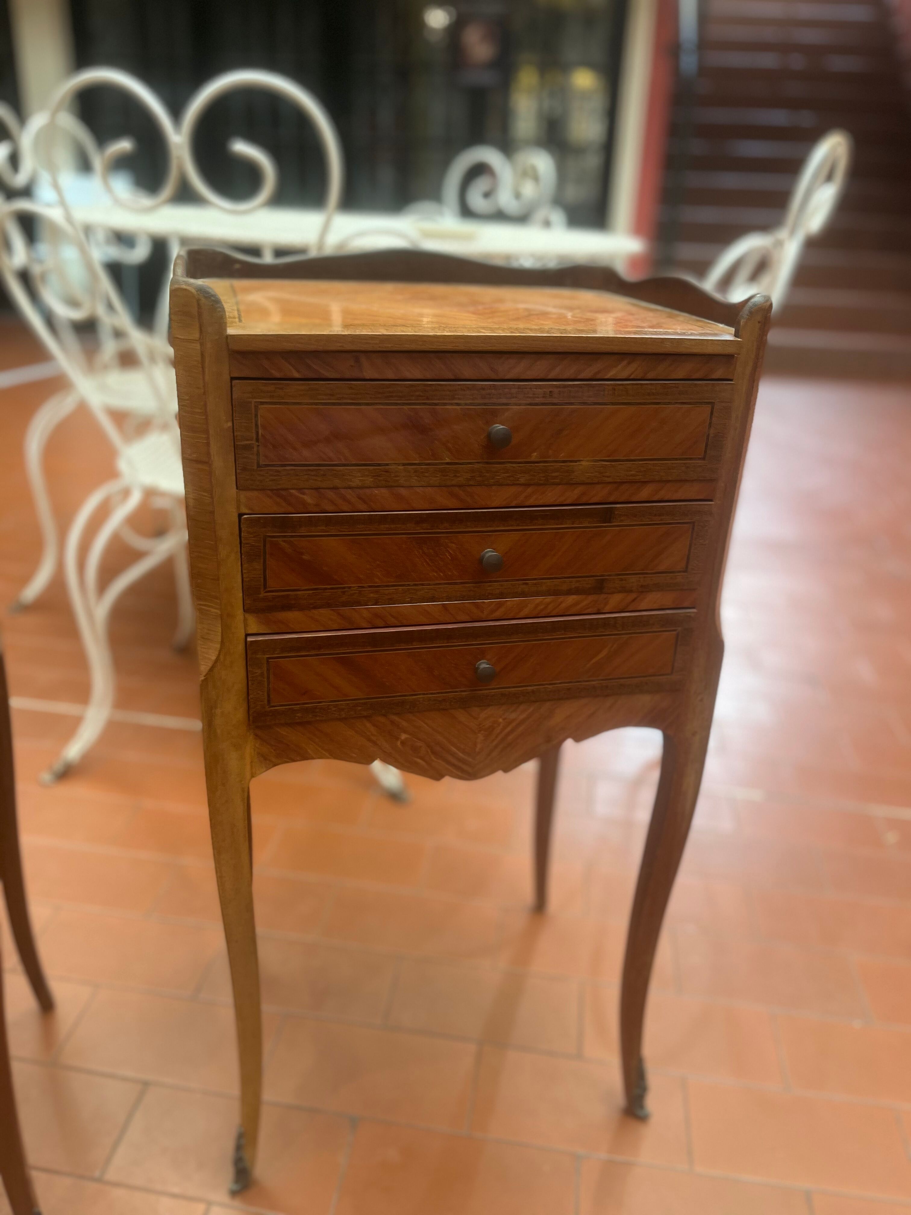 Pair of bedside in marquetry style louis XV