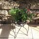 Plant holder "chair" in wrought iron and earthenware / vintage 60s-70s