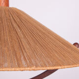 Ceiling Lamp in Teak and Sisal from Temde, 1960s