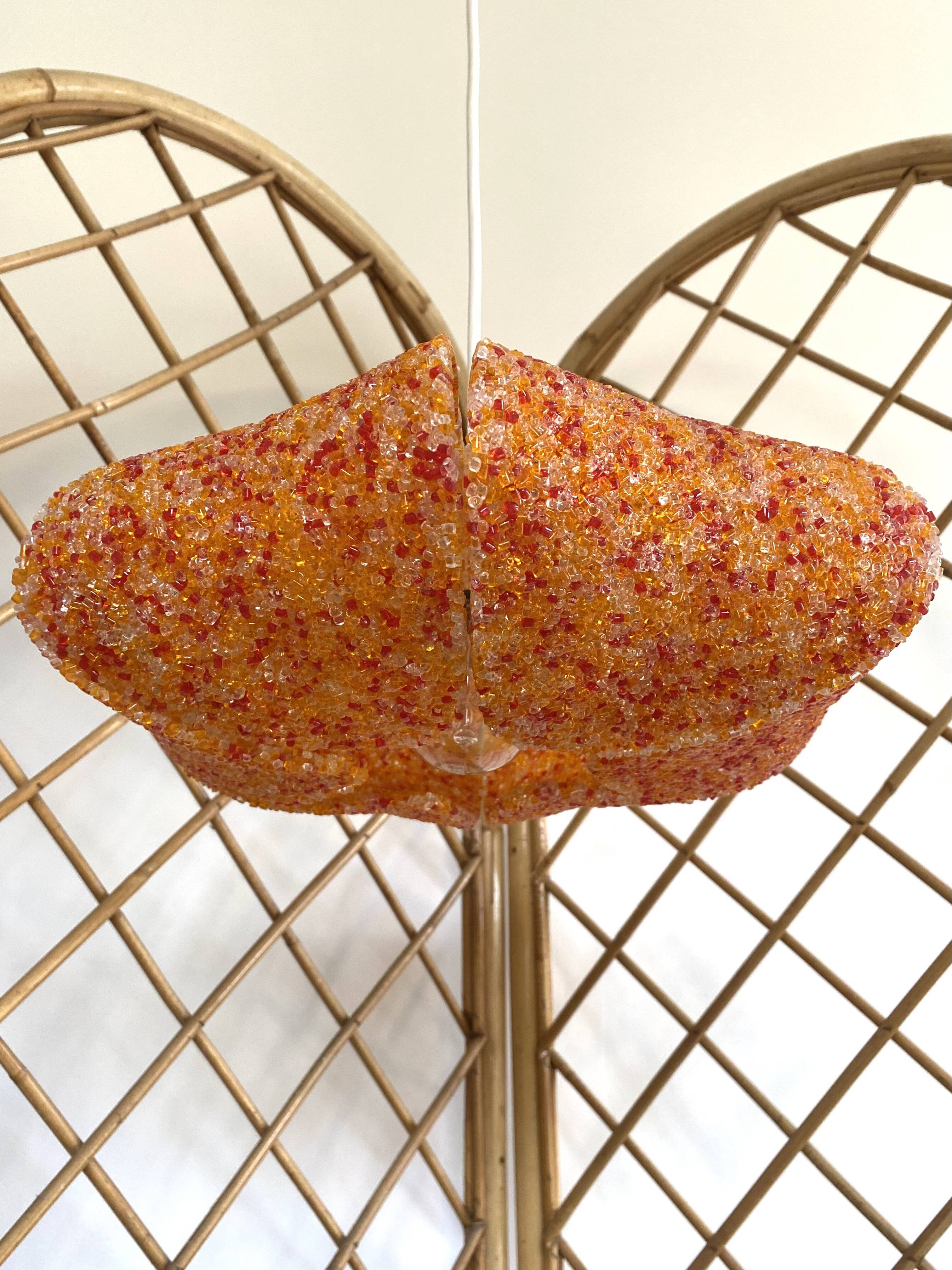 70s pendant light in orange Perspex