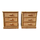 Pair of rattan bedside tables, 1970