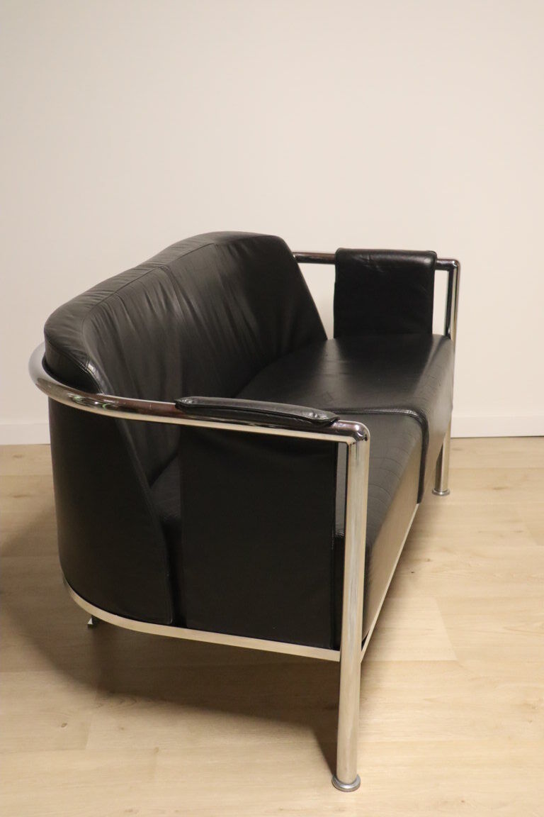 Vintage sofa in synthetic leather and chrome metal, 1970s