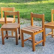 Set of 4 70s brutalist oak chairs