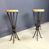 Vintage french wrought iron bar stools, 1960s - set of 3
