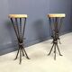 Vintage french wrought iron bar stools, 1960s - set of 3