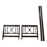 Lit d'enfant anglais en bois foncé et plaque de laiton