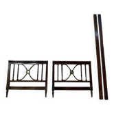 Lit d'enfant anglais en bois foncé et plaque de laiton