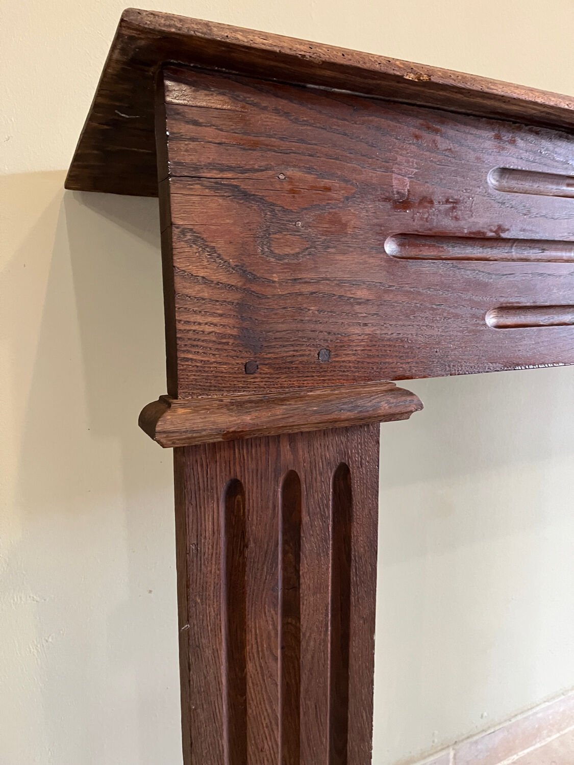 Antique wooden fireplace mantel