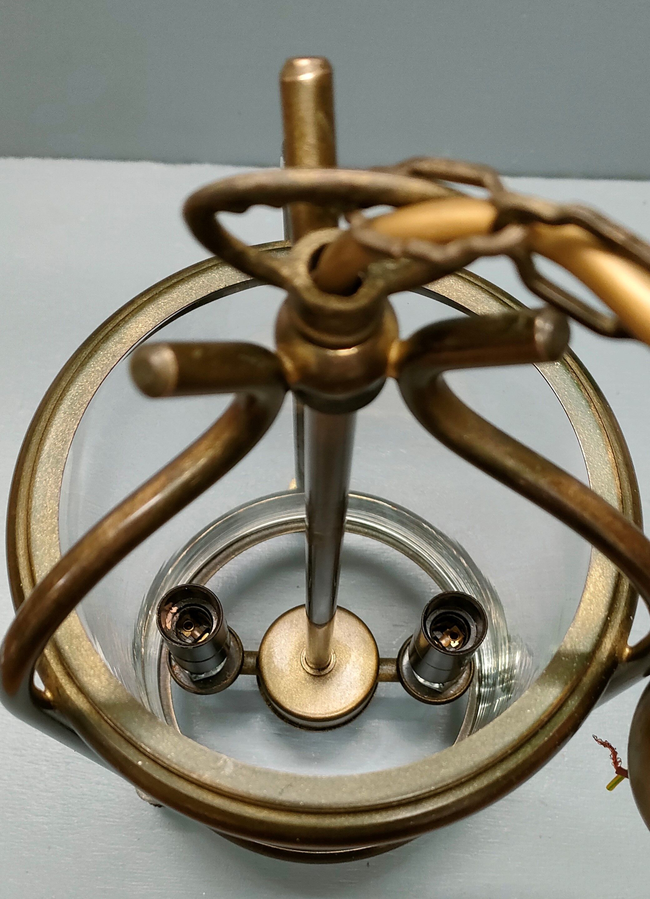 Patinated brass cage lantern, Louis XVI style, 70, France