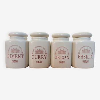 Set of 4 earthenware spice jars