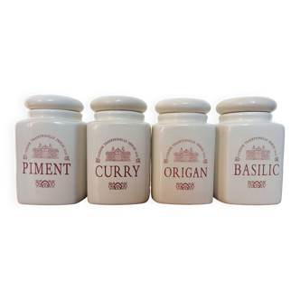 Set of 4 earthenware spice jars