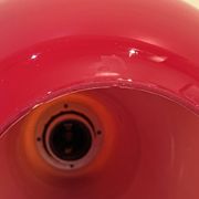 Red Opaline Glass Pendant Light 1970 Space Age Ceiling Lamp Free Form Orange