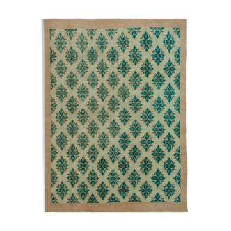 Handmade rustic oriental green rug 218 cm x 290 cm