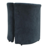 Mid Century Modern Italian Curved Chairs in Blue Velvet, Set of Six