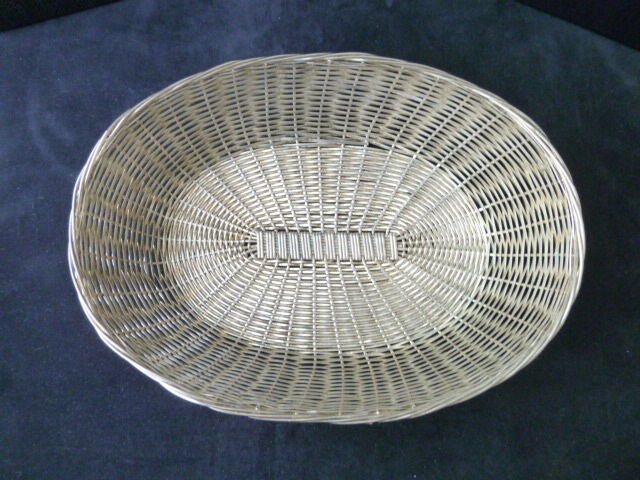 Breadbasket, braided silver metal banette 25 cm