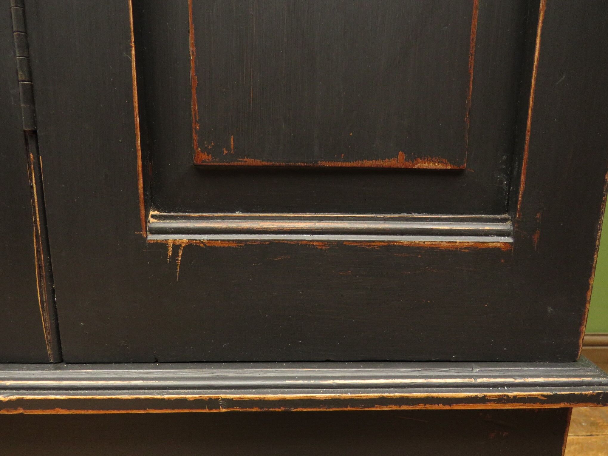 Black painted linen press wardrobe