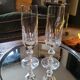 Two thick crystal flutes in the Baccarat style. 1960s. Two flutes in thick crystal.