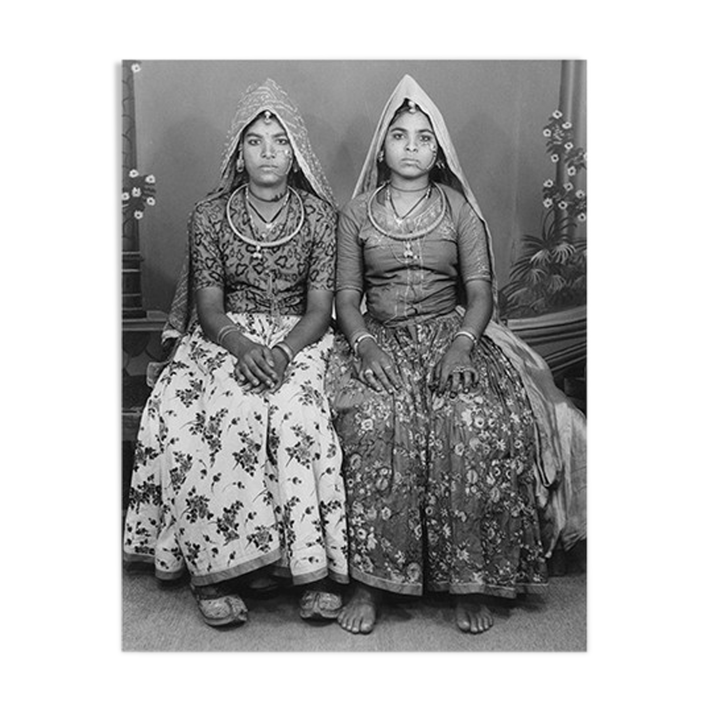 two friends portrait photography hand-painted Rajasthan 60s
