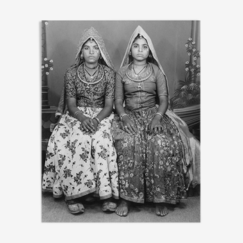 two friends portrait photography hand-painted Rajasthan 60s