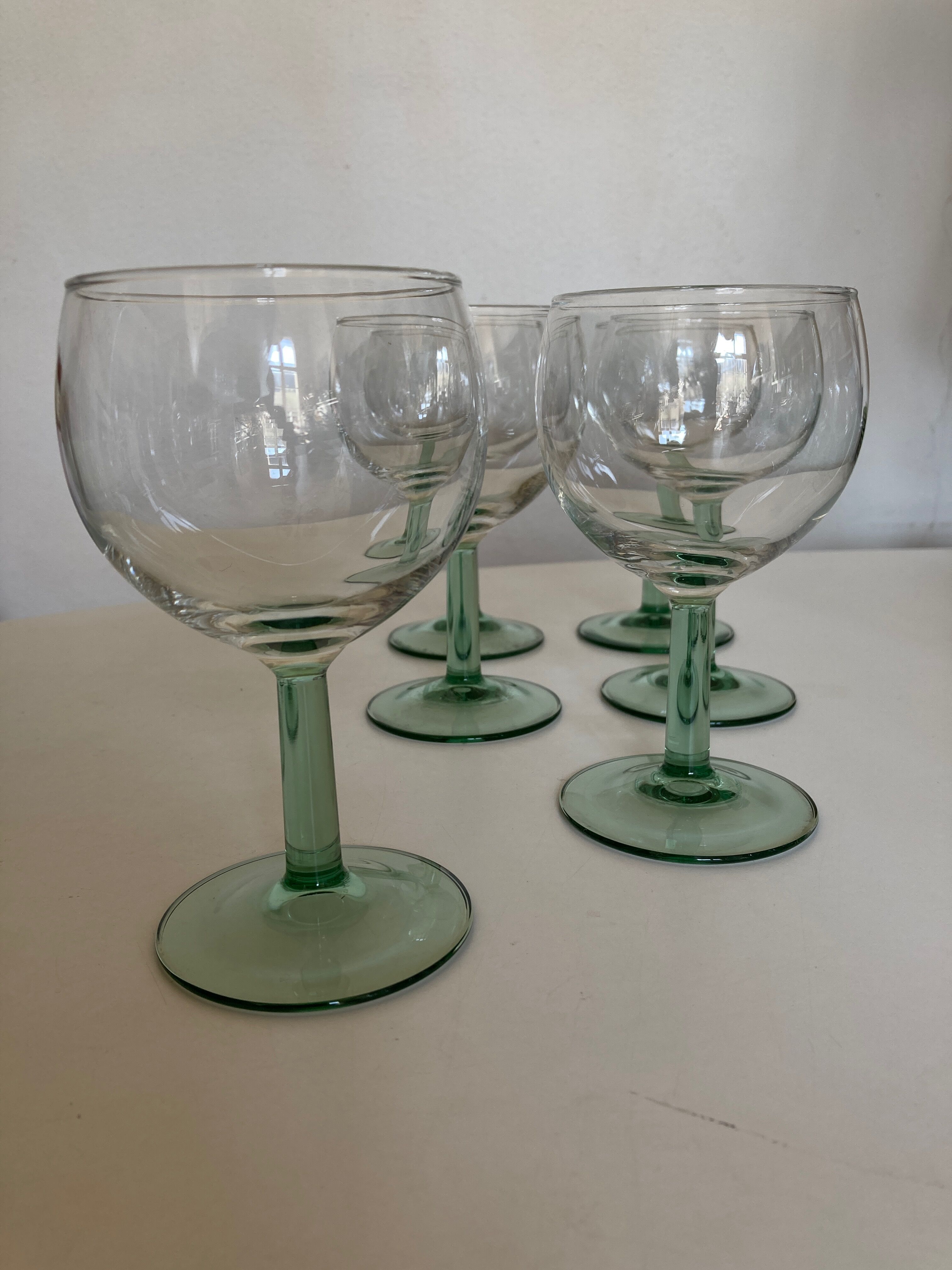 Set of 6 glasses green foot ball 14cm 1970