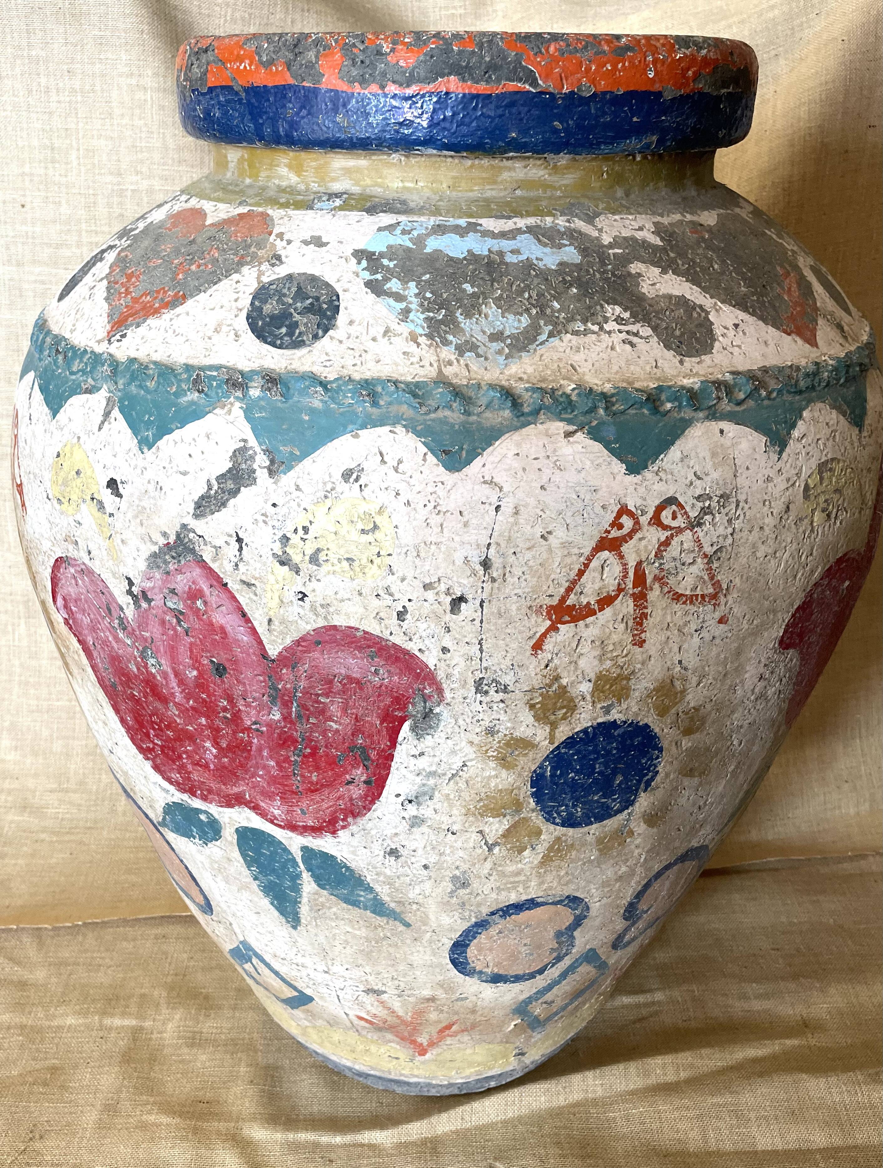 Polychrome decorated terracotta jar