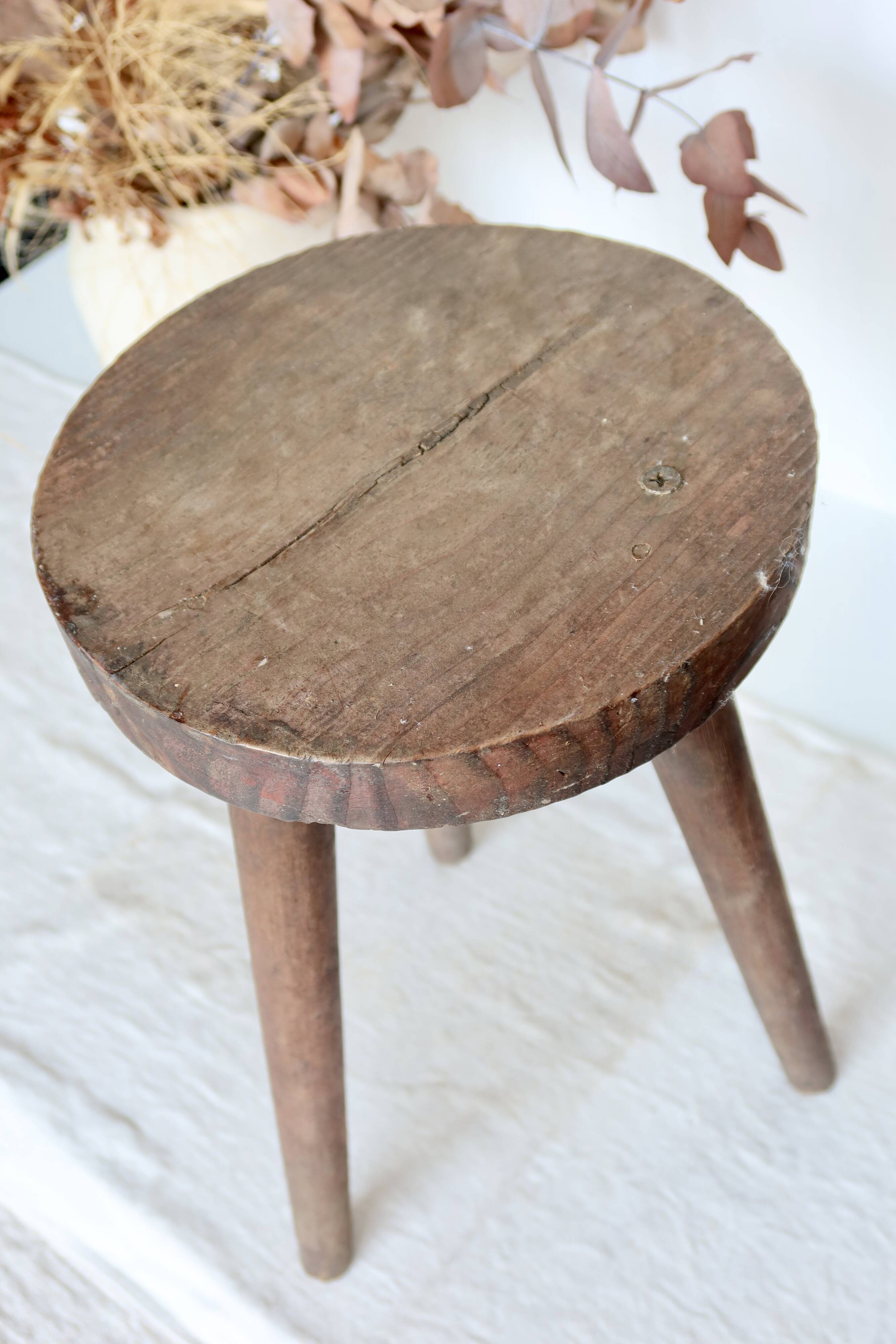 Vintage wooden tripod stool