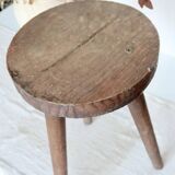 Tabouret tripode vintage en bois