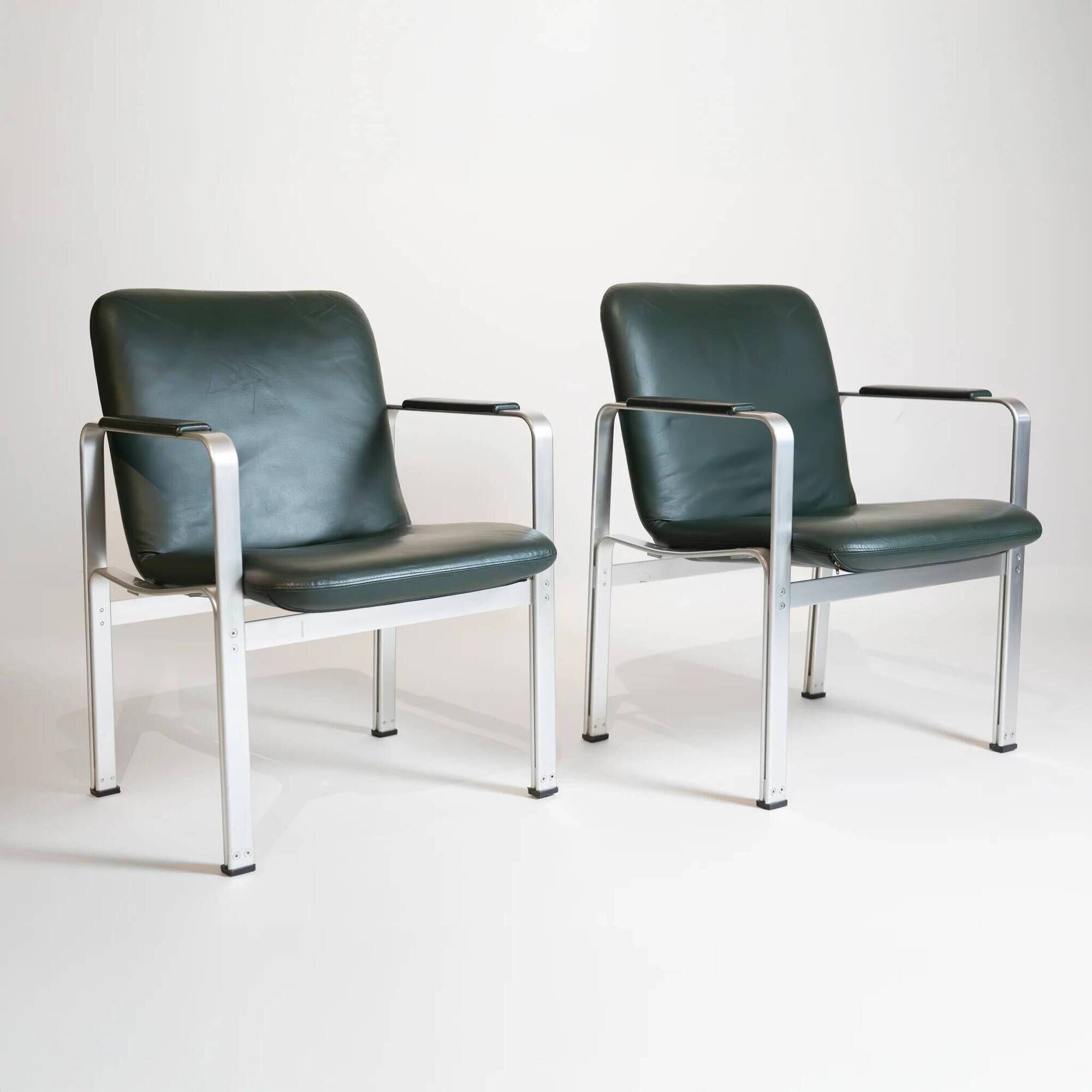 Vintage office chair by Karl-Erik Ekselius in green leather, 1970s.