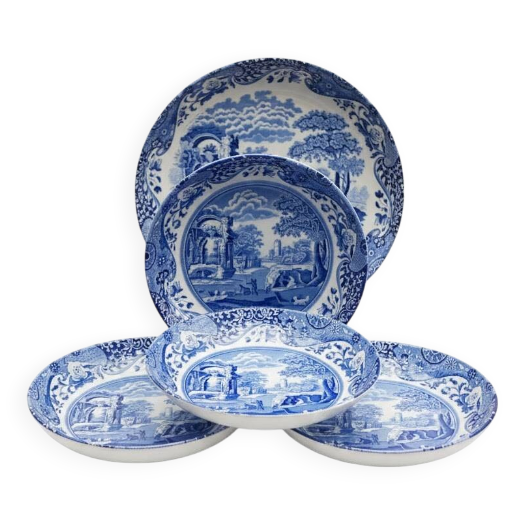4 Spode pasta bowls in Italian design with a large serving bowl