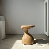 Solid wood side table (monoxyl) organic shape natural color