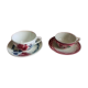 Duo cups and saucers Digoin Sarreguemines, Cannes and Aude model
