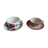 Duo cups and saucers Digoin Sarreguemines, Cannes and Aude model
