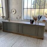 XXL walnut trade counter with multiple drawers