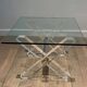 Pair of Plexiglass and Chrome Side Tables with X-shaped Legs, Work